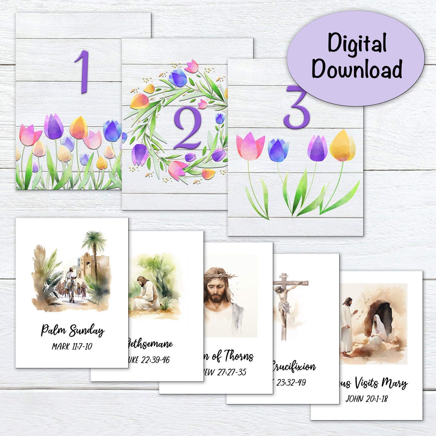 Christ Centered Easter Advent | 11 Days of Scriptures & Christ Images | Tulip